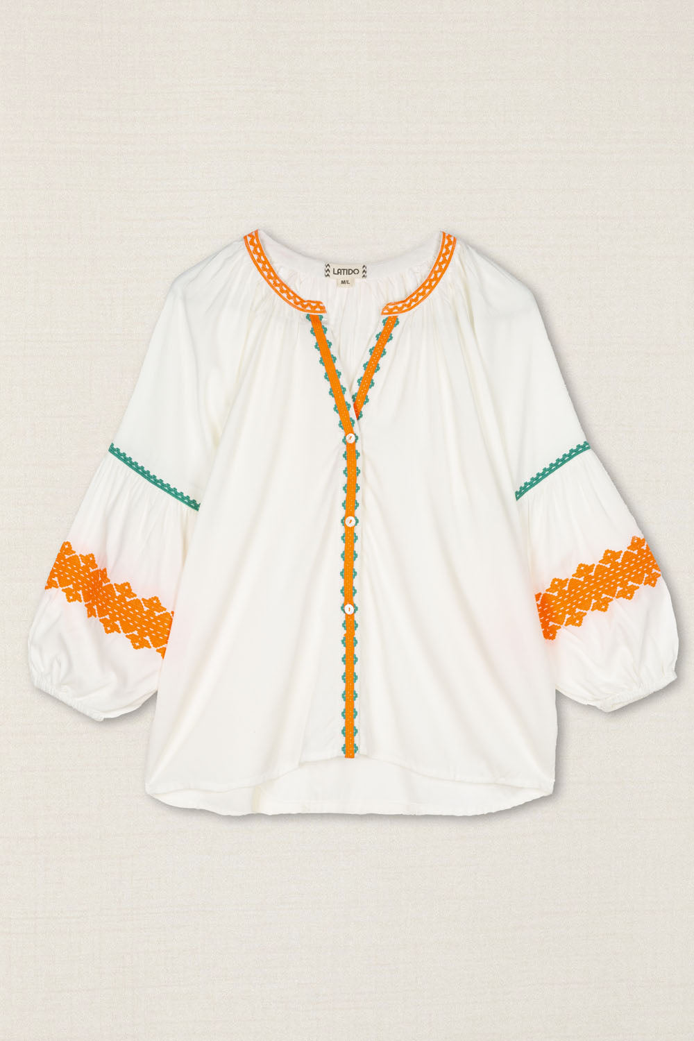 Blusa Bordado Étnico Naranja