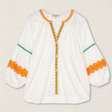 Orange Ethnic Embroidered Blouse
