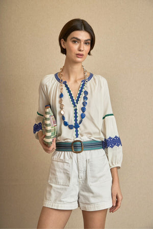Blusa Bordado Étnico Verde