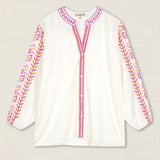 (TEST Fuchsia leaf embroidered blouse