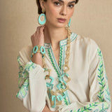 Blusa Bordado Hojas Verde