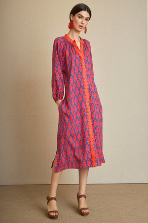 Fuchsia Embroidered Rhombus Kurta Dress