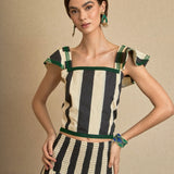 Conjunto Top-Falda con Bordado Verde