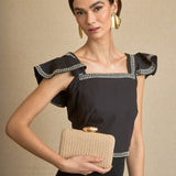 Conjunto de Top-Falda Bordado Palmeras Negro