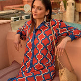 Red Geometrical Shirt Dress