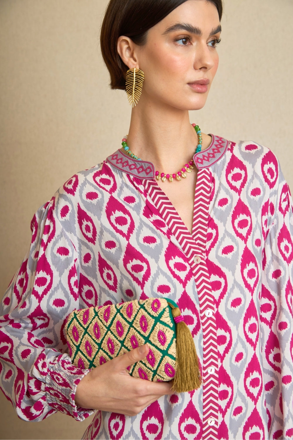 Vestido Kurta Amebas Fucsia