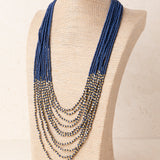 Collar Combinado Resina y Brillo Azul