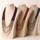 Collar Combinado Resina y Brillo Azul