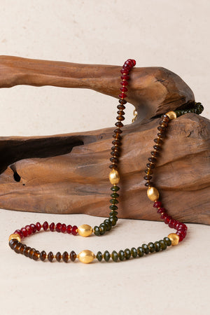 Collar Largo Piedra Natural Rojo