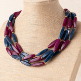 Collar Corto Resina Combinada Burdeos