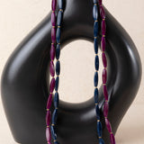 Collares Largos Doble Resina Azu/Burdeos