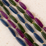 Collares Largos Doble Resina Azu/Burdeos