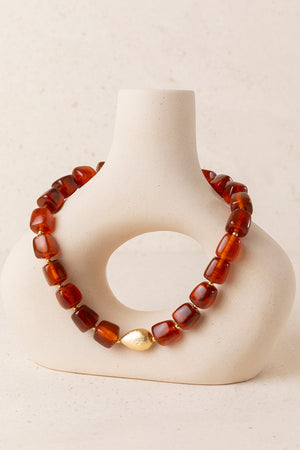 Collar Corto Resina Ambar