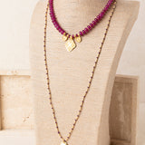 Collar Doble Colgante Fucsia