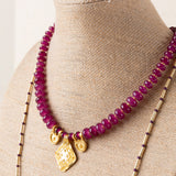 Collar Doble Colgante Fucsia