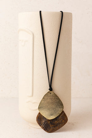 Collar Largo Colgante Geométrico Chocolate