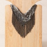 Collar Chocker Malla y Flecos Plata