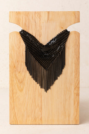 Collar Chocker Malla y Flecos Negro