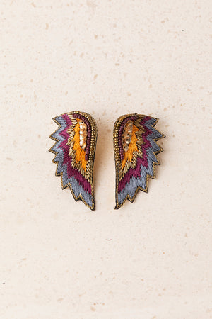 Pendientes Alas Bordados Gris