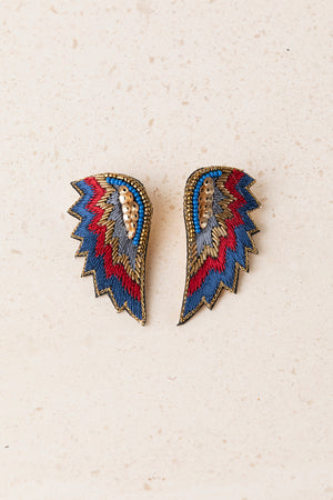 Pendientes Alas Bordados Azul