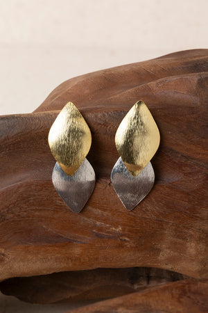 Pendientes Doble Geometría Oro y Plata