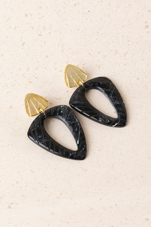 Pendientes Resina Labrada Negro