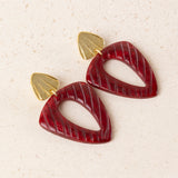 Pendientes Resina Labrada Burdeos