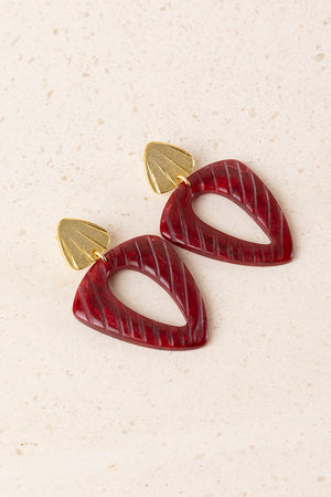 Pendientes Resina Labrada Burdeos