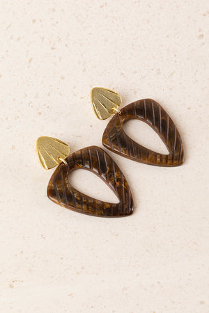 Pendientes Resina Labrada Chocolate