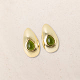 Pendientes Dorados Gota Piedra Natural Verde
