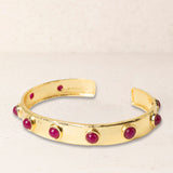 Pulsera Dorada Piedra Natural Burdeos