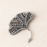 Leaf Brooch with Red Crystals