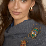 Leaf Brooch with Red Crystals