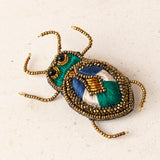 Leaf Brooch with Red Crystals