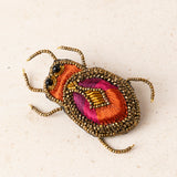 Leaf Brooch with Red Crystals