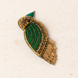 Leaf Brooch with Red Crystals