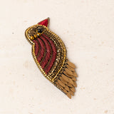 Leaf Brooch with Red Crystals