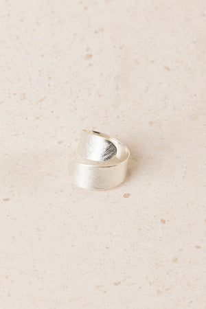 Anillo Latón Baño Plata Espiral
