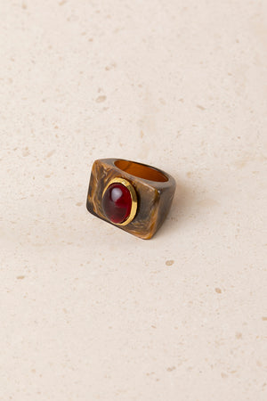 Double Green Stone Ring