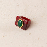 Double Green Stone Ring