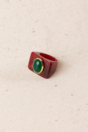 Double Green Stone Ring