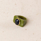 Double Green Stone Ring