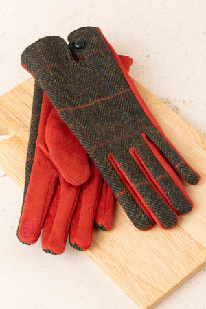 Guantes Cuadros Grandes Beige