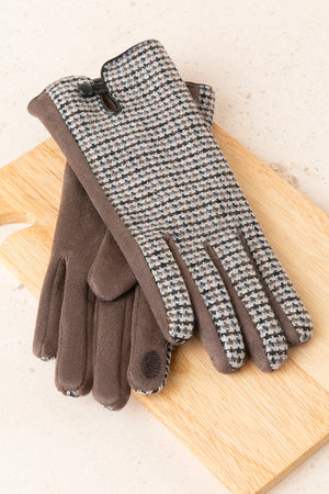 Guantes Tweed y Ante Gris Claro