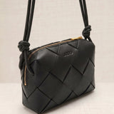 Grey Crocheted Trim Flap Bag