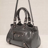Grey Crocheted Trim Flap Bag