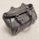 Grey Crocheted Trim Flap Bag