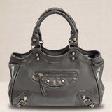Grey Crocheted Trim Flap Bag