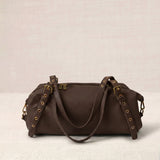Grey Crocheted Trim Flap Bag