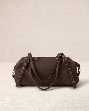 Grey Crocheted Trim Flap Bag